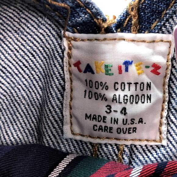 VINTAGE DENIM "TOMMY" BOYS OVERALLS SIZE 3/4 - Picture 3 of 4